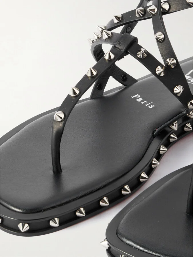 Christian Louboutin - Bombina Studded Leather Sandals - Black - Image 4