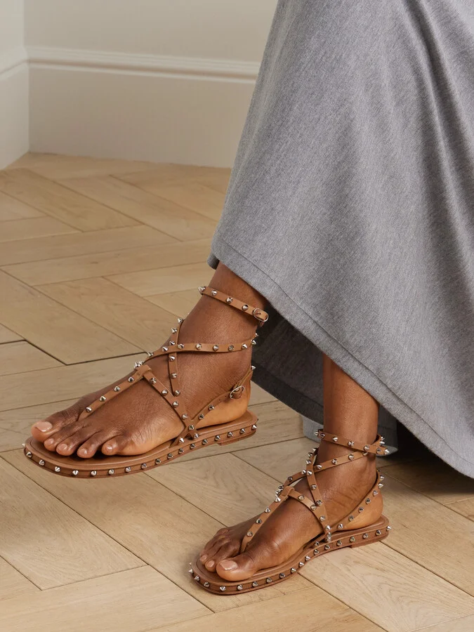 Christian Louboutin - Bombina Studded Leather Sandals - Brown - Image 2