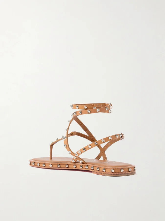 Christian Louboutin - Bombina Studded Leather Sandals - Brown - Image 3