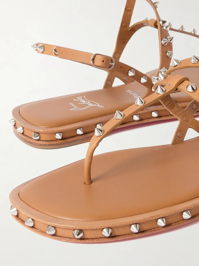Christian Louboutin - Bombina Studded Leather Sandals - Brown - Image 4