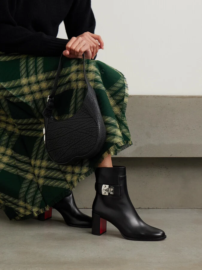Christian Louboutin - Booty Lock 70 Embellished Leather Ankle Boots - Black - Image 2