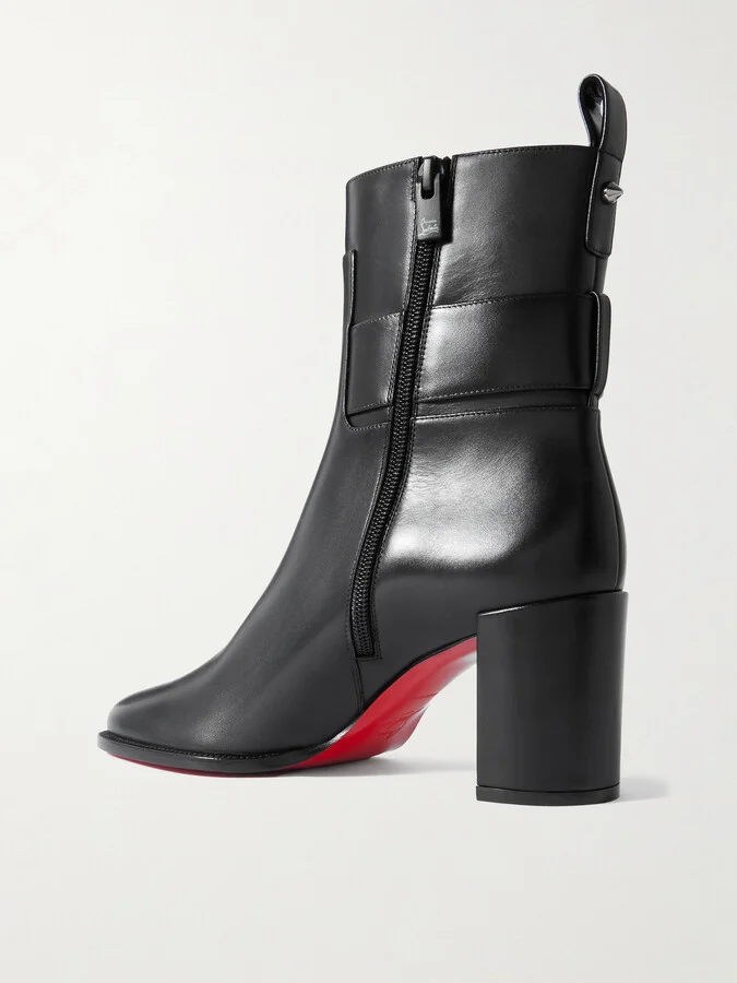 Christian Louboutin - Booty Lock 70 Embellished Leather Ankle Boots - Black - Image 3