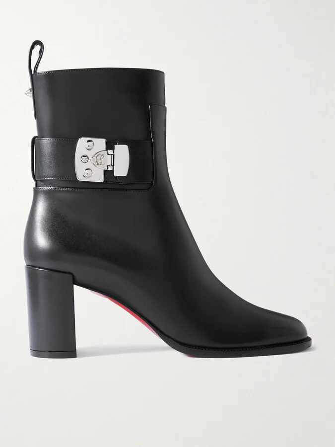 Christian Louboutin - Booty Lock 70 Embellished Leather Ankle Boots - Black