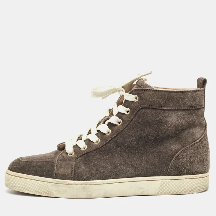 Christian Louboutin Brown Suede Rantus orlato High Top Sneakers Size 41
