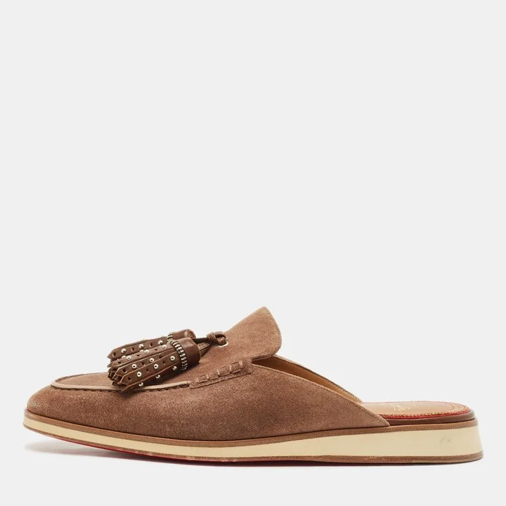 Christian Louboutin Brown Suede Roc X Tass Mules Size 42