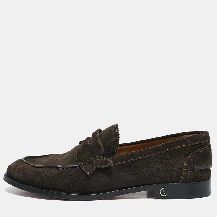 Christian Louboutin Brown Suede Slip On Loafers Size 40