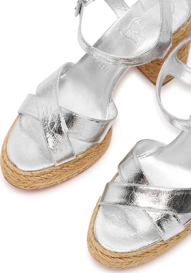 Christian Louboutin Calakala 85 Metallic Leather Espadrille Sandals - Image 3