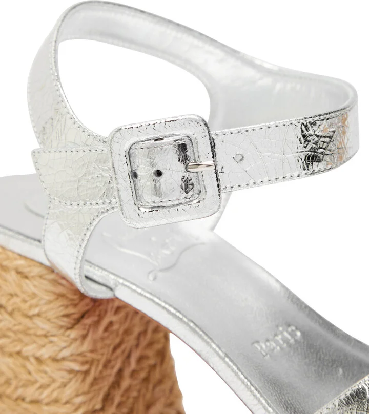 Christian Louboutin Calakala 85 Metallic Leather Espadrille Sandals - Image 4