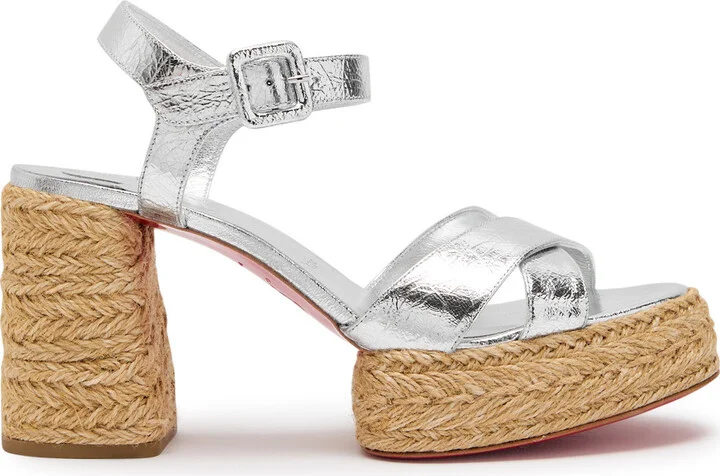 Christian Louboutin Calakala 85 Metallic Leather Espadrille Sandals