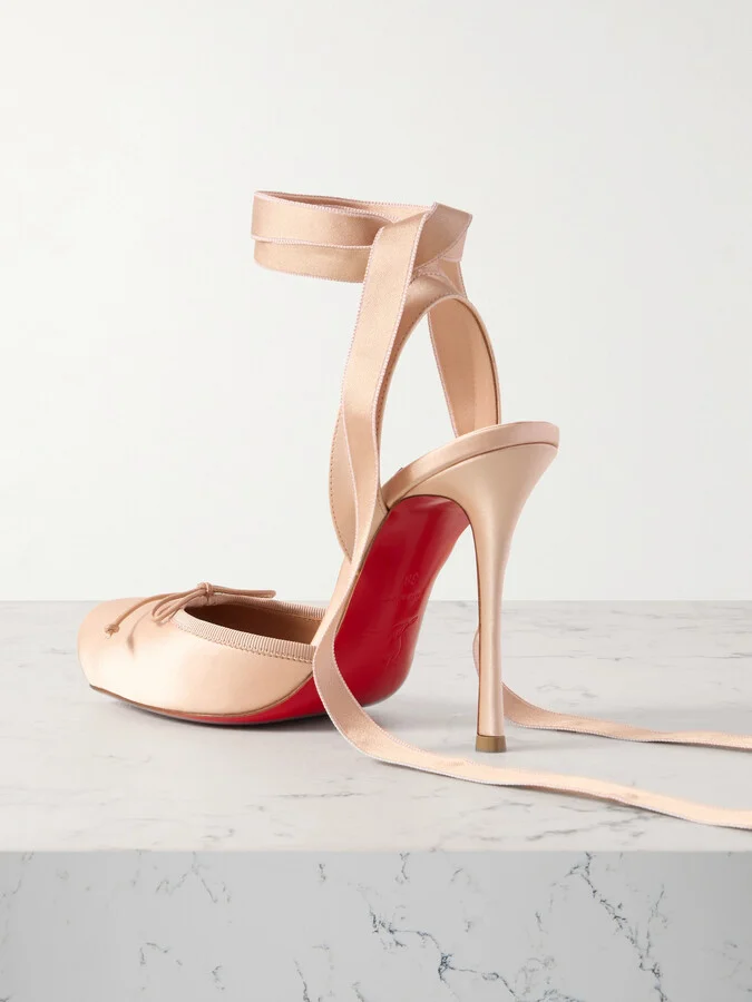 Christian Louboutin - Cassia 100 Bow-detailed Satin-crepe Pumps - Pink - Image 3