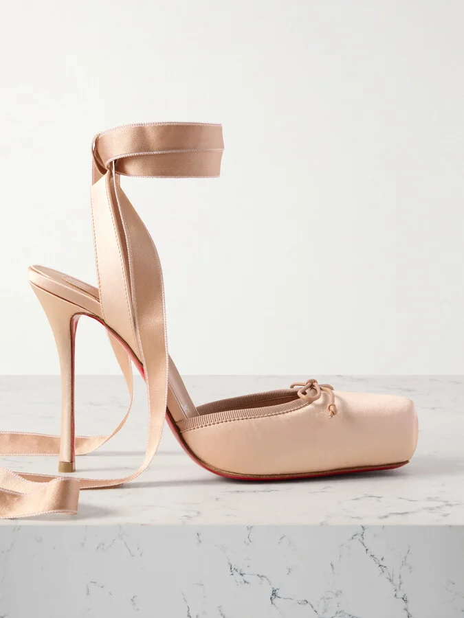Christian Louboutin - Cassia 100 Bow-detailed Satin-crepe Pumps - Pink