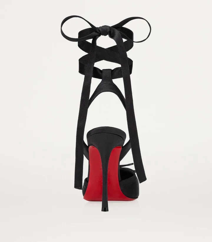Christian Louboutin Cassia Lace-Up Satin Pumps 100 - Image 3