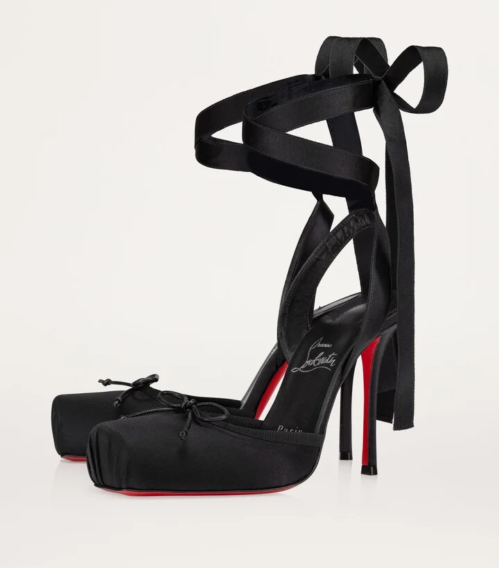 Christian Louboutin Cassia Lace-Up Satin Pumps 100 - Image 4