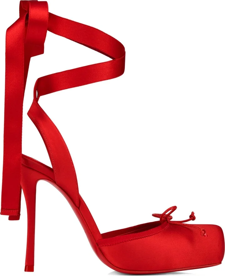 Christian Louboutin Cassia Lace-Up Satin Pumps 100
