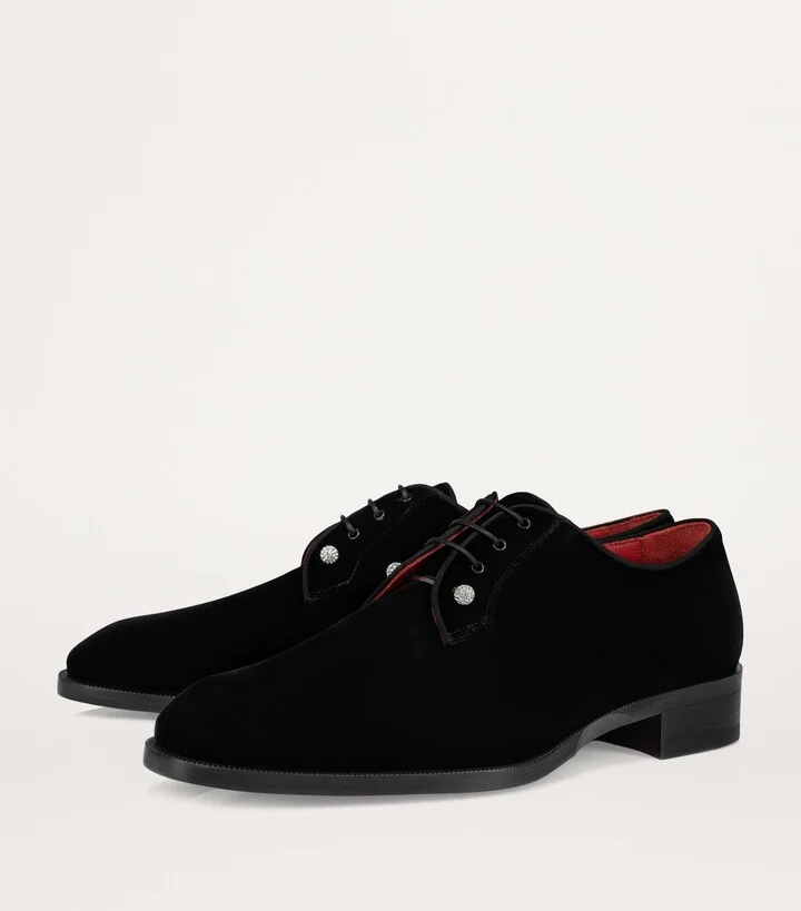 Christian Louboutin Chambeliss Night Strass Velvet Derby Shoes - Image 3
