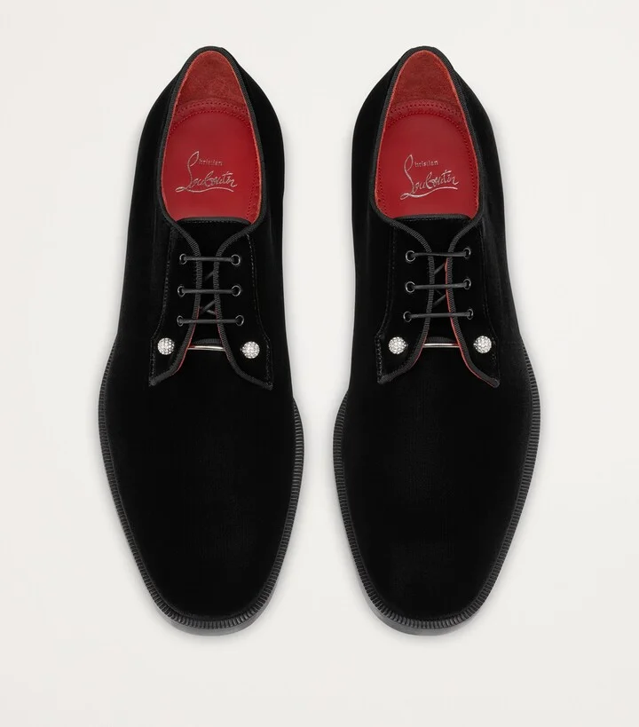 Christian Louboutin Chambeliss Night Strass Velvet Derby Shoes - Image 4