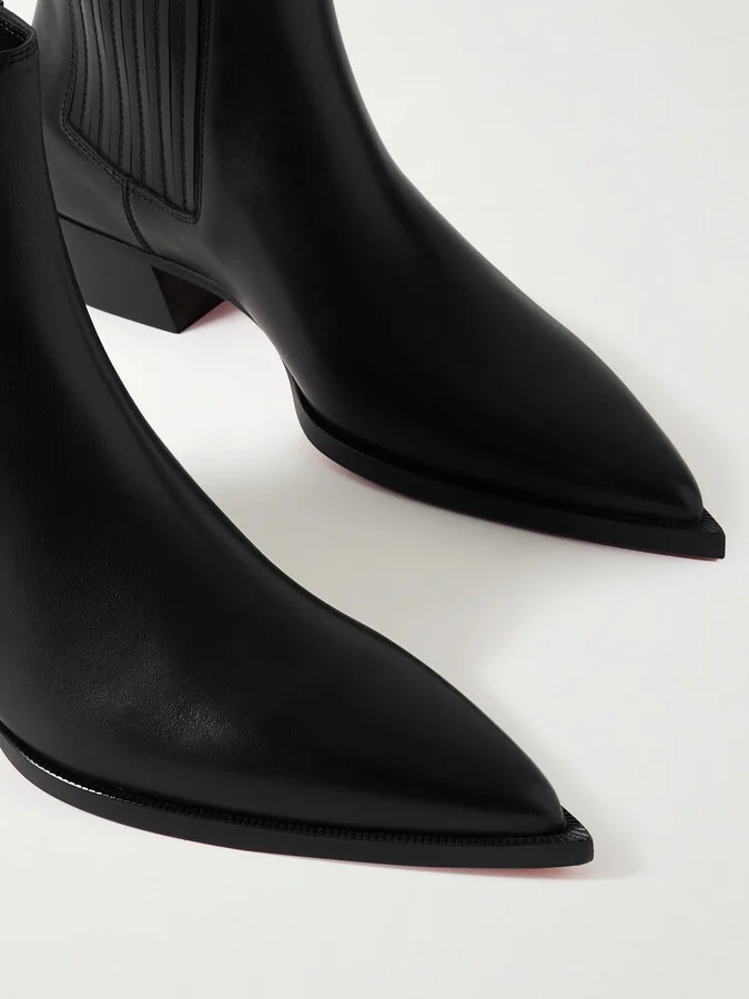 Christian Louboutin - Cheliviss 35 Leather Chelsea Boots - Black - Image 4