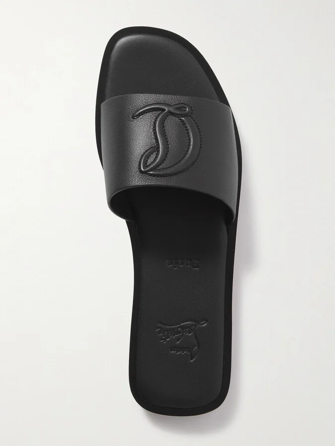 Christian Louboutin - Cl Logo-embossed Leather Slides - Black - Image 5