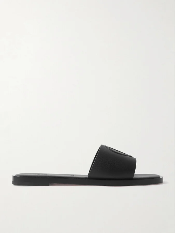 Christian Louboutin - Cl Logo-embossed Leather Slides - Black