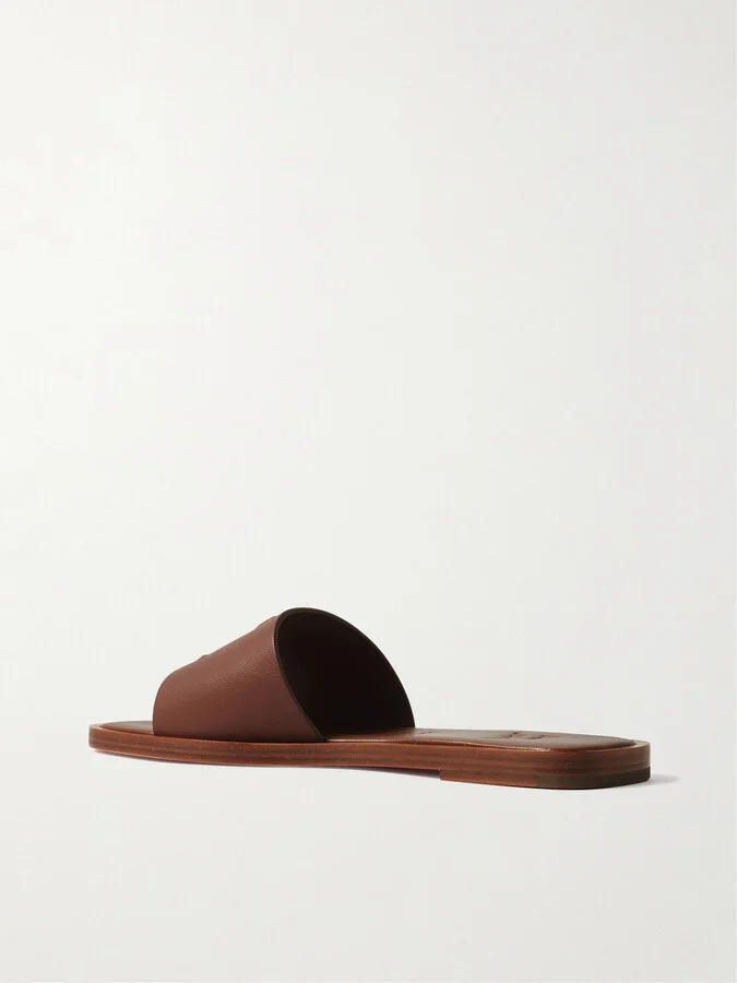 Christian Louboutin - Cl Logo-embossed Leather Slides - Brown - Image 3