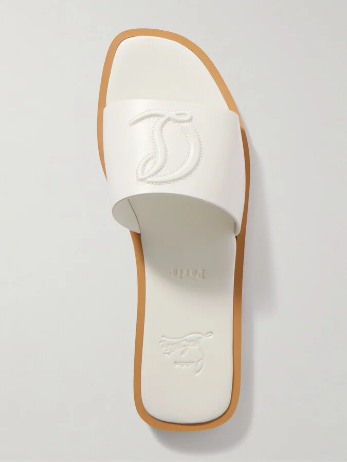 Christian Louboutin - Cl Logo-embossed Leather Slides - White - Image 5