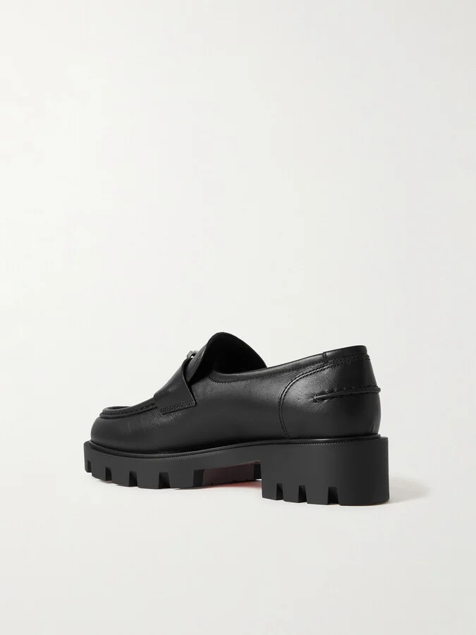 Christian Louboutin - Cl Moc Lug 75 Logo-embellished Leather Loafers - Black - Image 3
