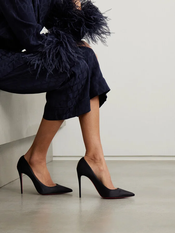 Christian Louboutin - Classic Kate 100 Satin-crepe Pumps - Black - Image 2
