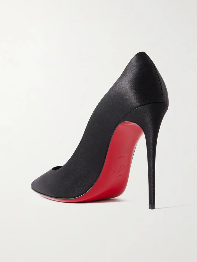 Christian Louboutin - Classic Kate 100 Satin-crepe Pumps - Black - Image 3