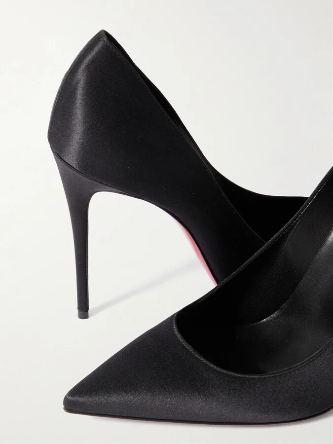 Christian Louboutin - Classic Kate 100 Satin-crepe Pumps - Black - Image 4