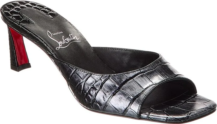 Christian Louboutin Condora 55 Croc-Embossed Leather Mule