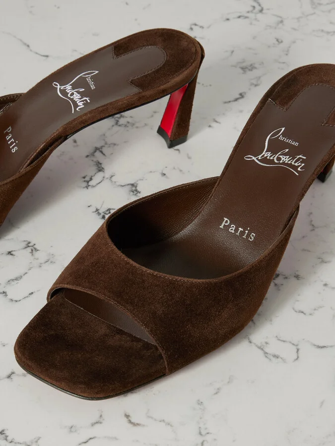 Christian Louboutin - Condora 55 Suede Mules - Brown - Image 4