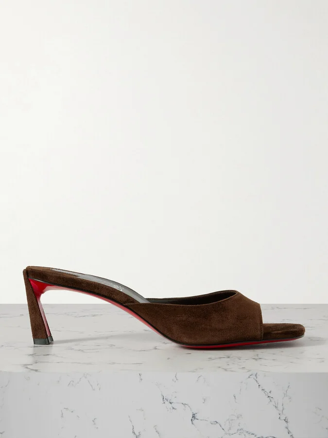 Christian Louboutin - Condora 55 Suede Mules - Brown