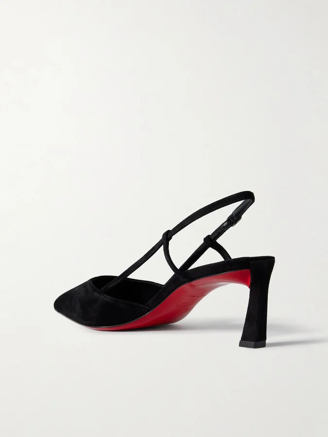Christian Louboutin - Condoroline 55 Cutout Suede Slingback Pumps - Black - Image 3