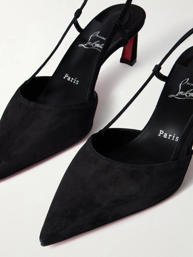 Christian Louboutin - Condoroline 55 Cutout Suede Slingback Pumps - Black - Image 4
