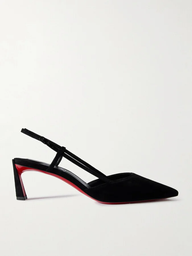 Christian Louboutin - Condoroline 55 Cutout Suede Slingback Pumps - Black