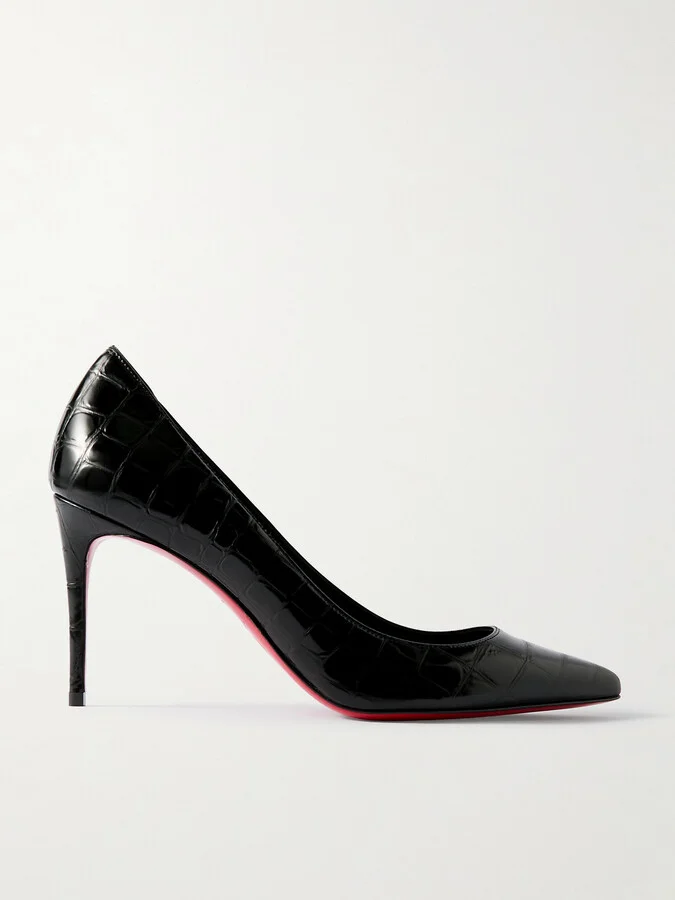 Christian Louboutin - Croc-effect Patent-leather Pumps - Black
