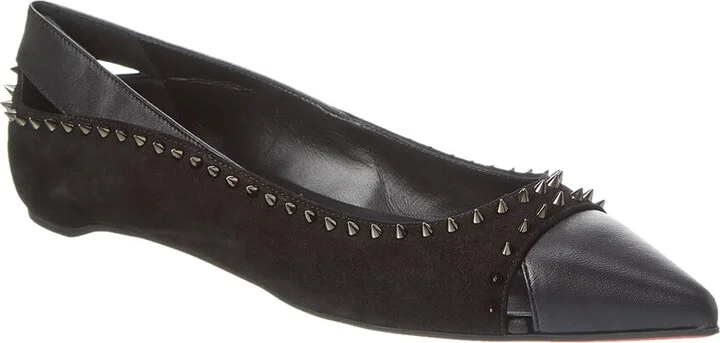 Christian Louboutin Duvettina Spikes Suede & Leather Flat
