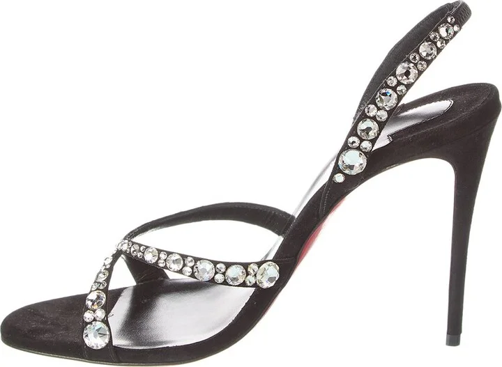 Christian Louboutin Emilie Strass 100 Suede Slingback Sandal - Image 2