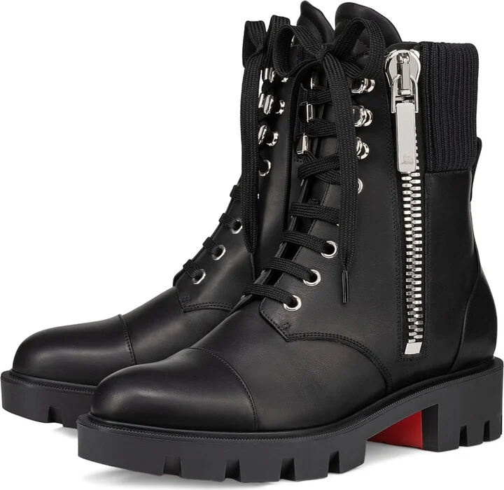 Christian Louboutin En Hiver Leather Biker Boots - Image 4