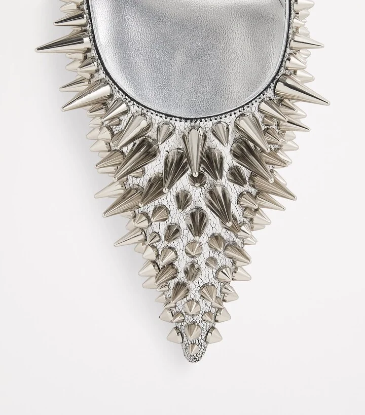 Christian Louboutin Estepic Laminated Leather Spiked Pumps 100 - Image 5
