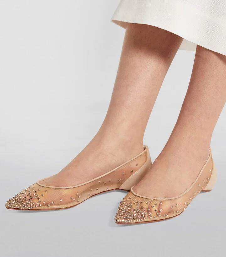 Christian Louboutin Follies Strass Suede Flats - Image 2