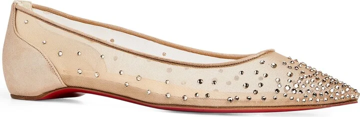 Christian Louboutin Follies Strass Suede Flats