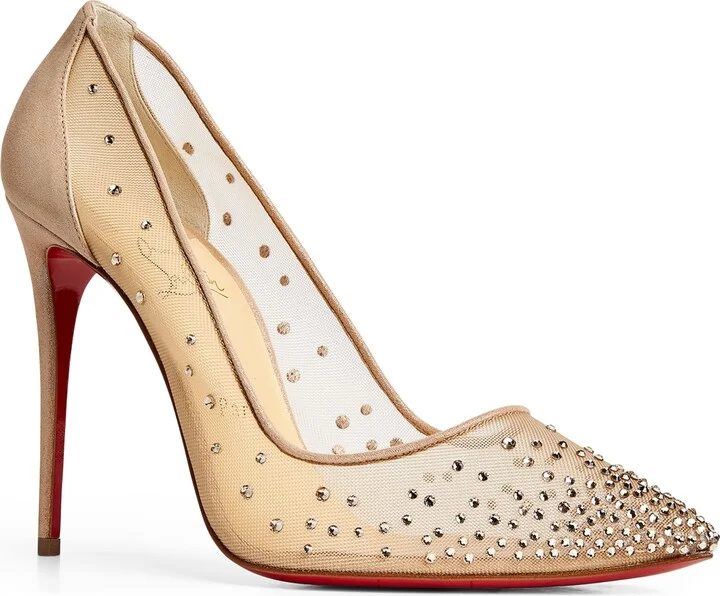 Christian Louboutin Follies Strass Suede Pumps 100