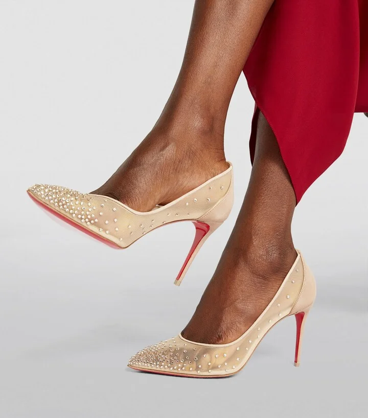 Christian Louboutin Follies Strass Suede Pumps 85 - Image 2