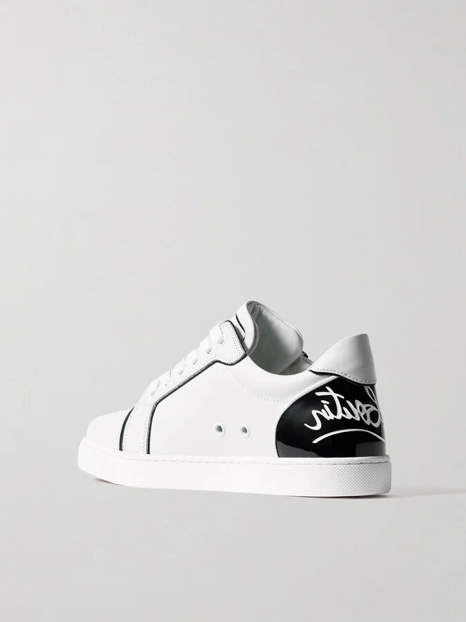Christian Louboutin - Fun Vieira Patent-leather Trimmed Leather Sneakers - White - Image 3