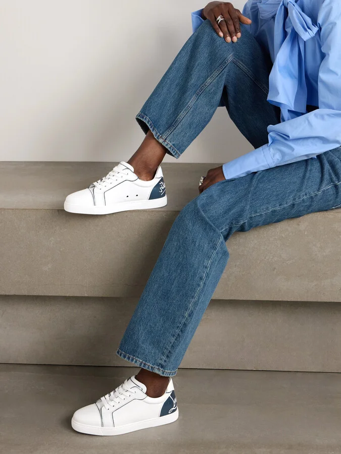 Christian Louboutin - Fun Vieira Patent-leather Trimmed Leather Sneakers - White - Image 2