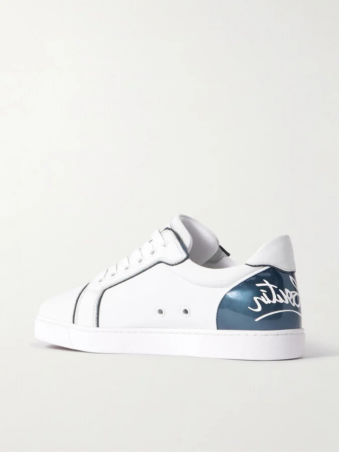 Christian Louboutin - Fun Vieira Patent-leather Trimmed Leather Sneakers - White - Image 3
