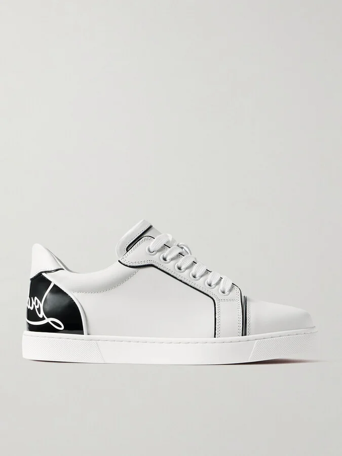 Christian Louboutin - Fun Vieira Patent-leather Trimmed Leather Sneakers - White
