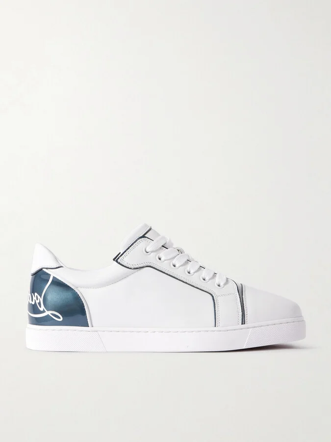 Christian Louboutin - Fun Vieira Patent-leather Trimmed Leather Sneakers - White