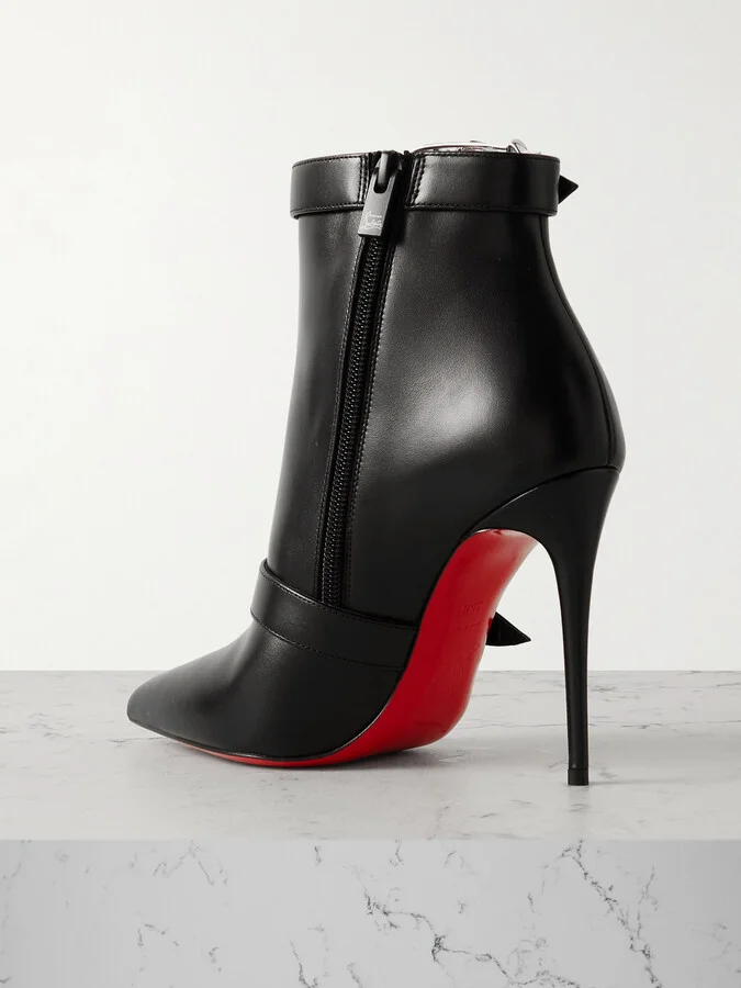 Christian Louboutin - Giddylina 100 Buckle-embellished Leather Ankle Boots - Black - Image 3